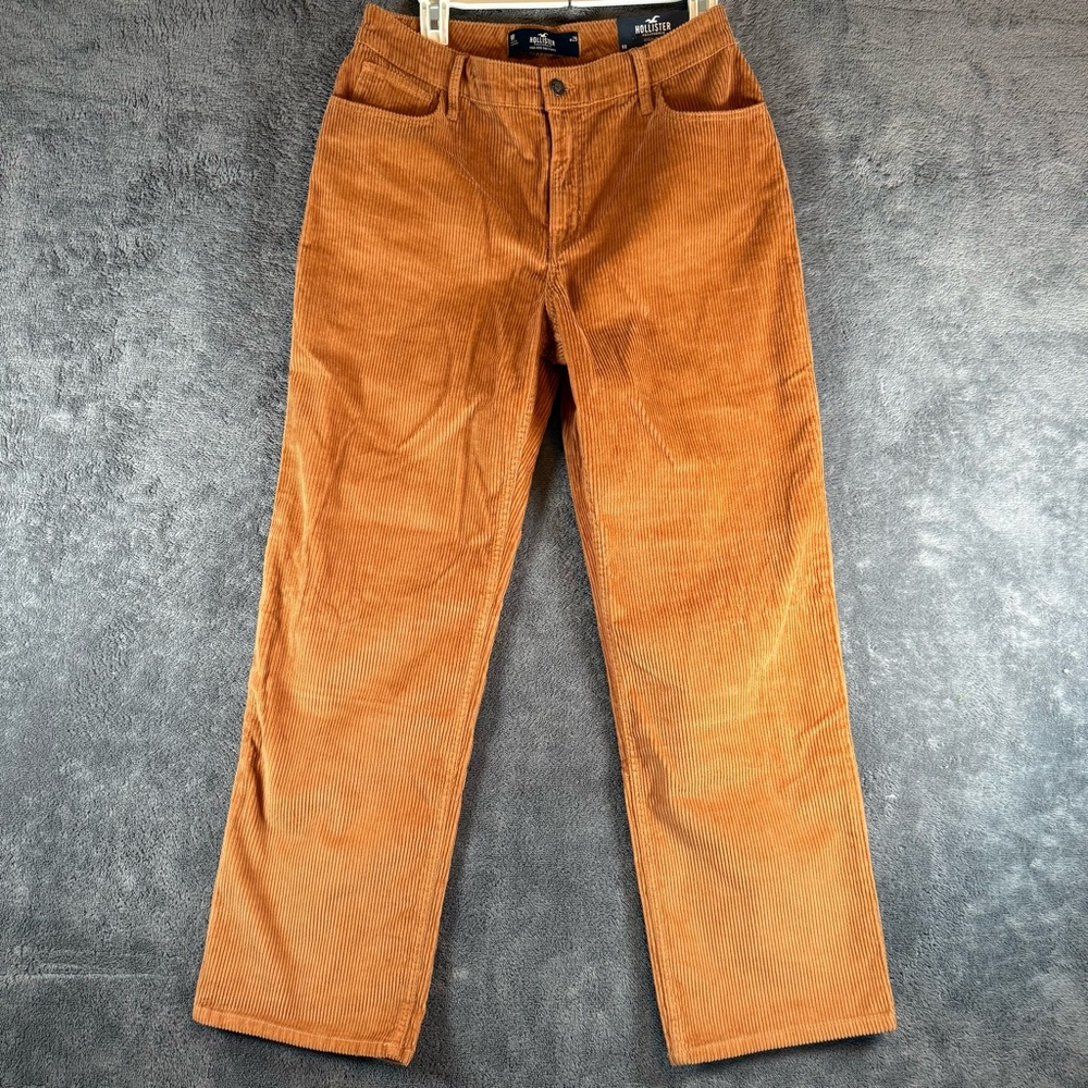 Hollister High-Rise Dad Pants Brown Corduroy Straight Leg W29 9R NWT